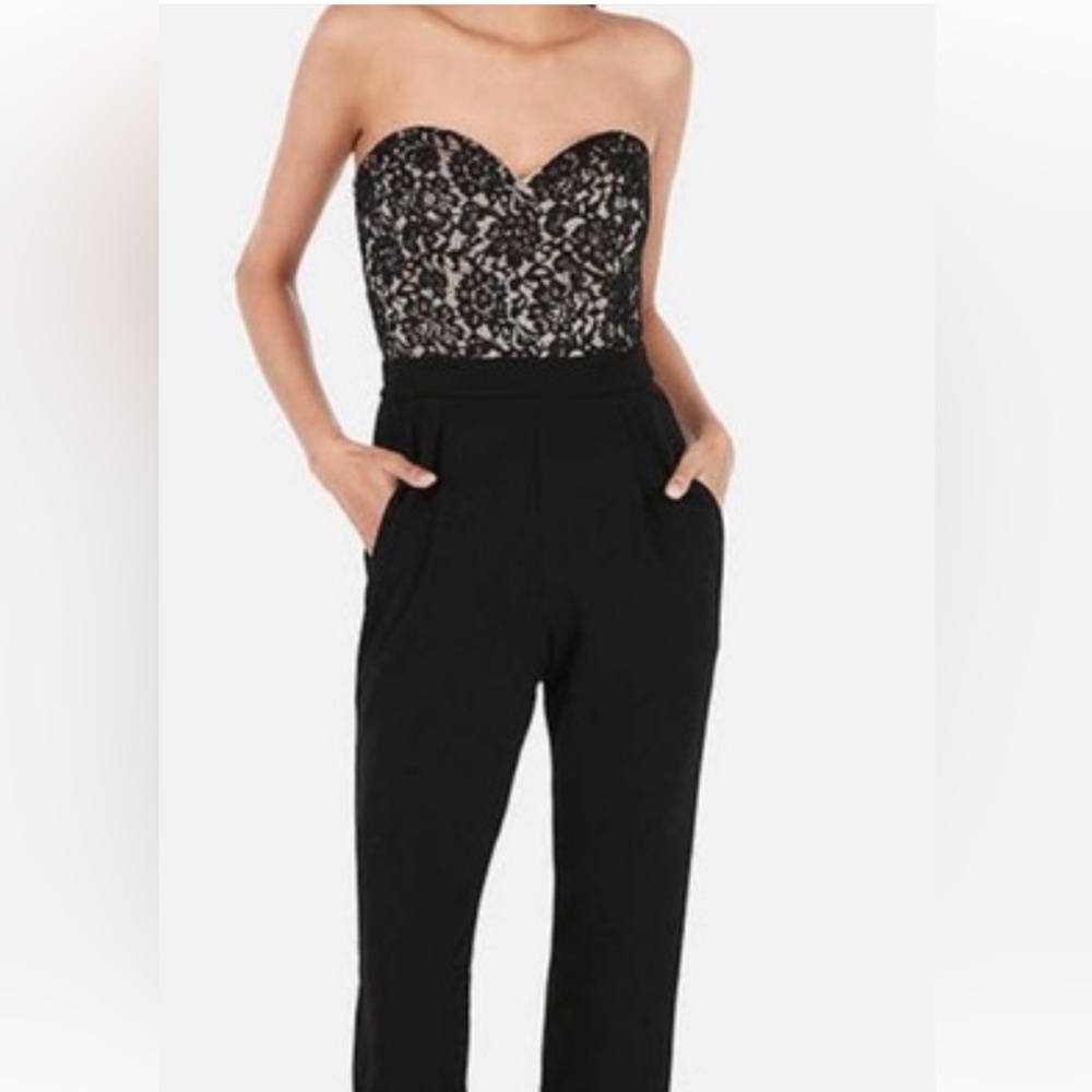 Express Lace Strapless Jumpsuit